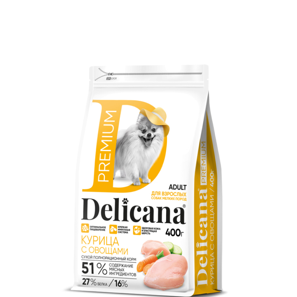 

DELICANA Premium Сухой корм для собак средних пород, курица с овощами, 2 кг