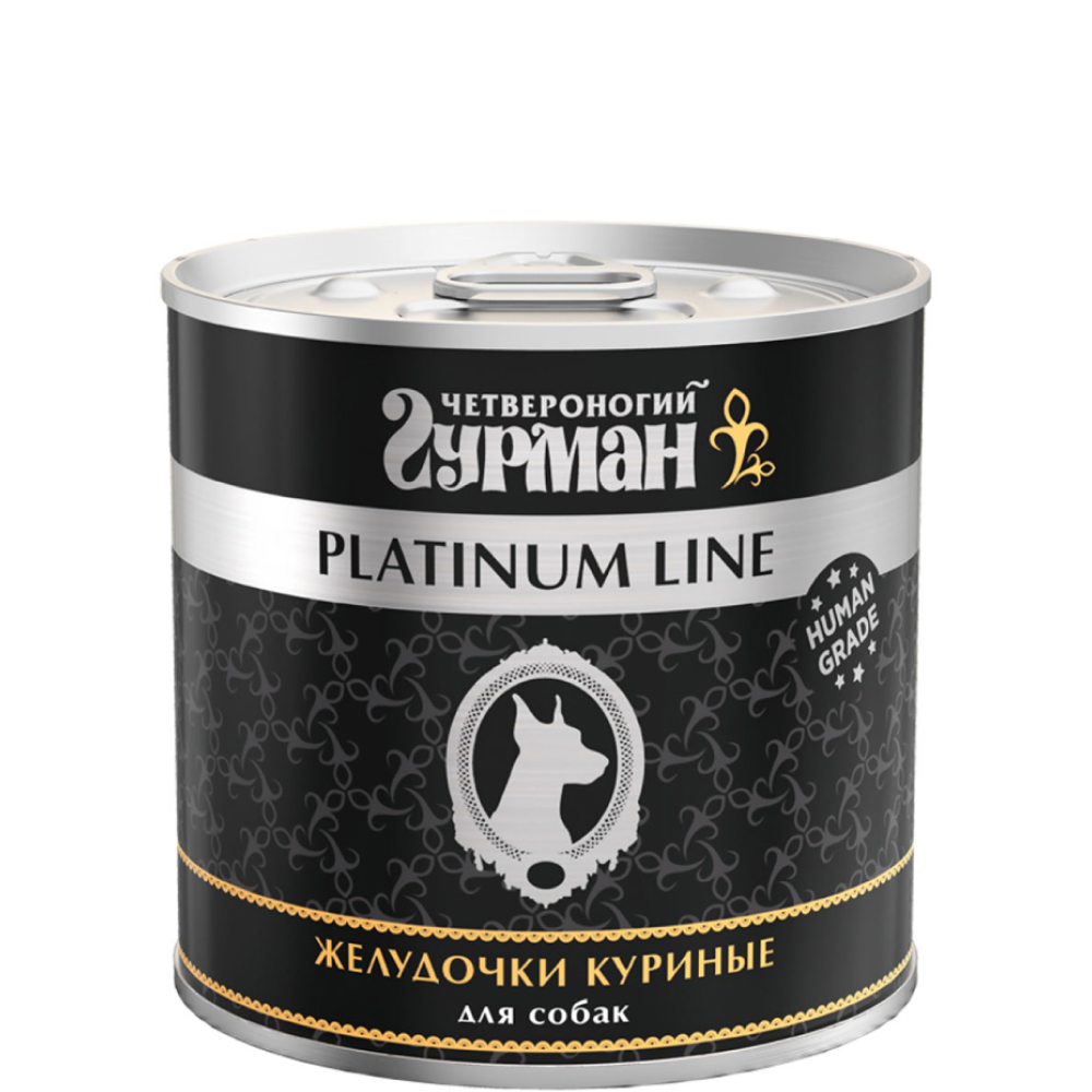 

Четвероногий Гурман PLATINUM LINE Консервы для собак с куриными желудочками, 240 г