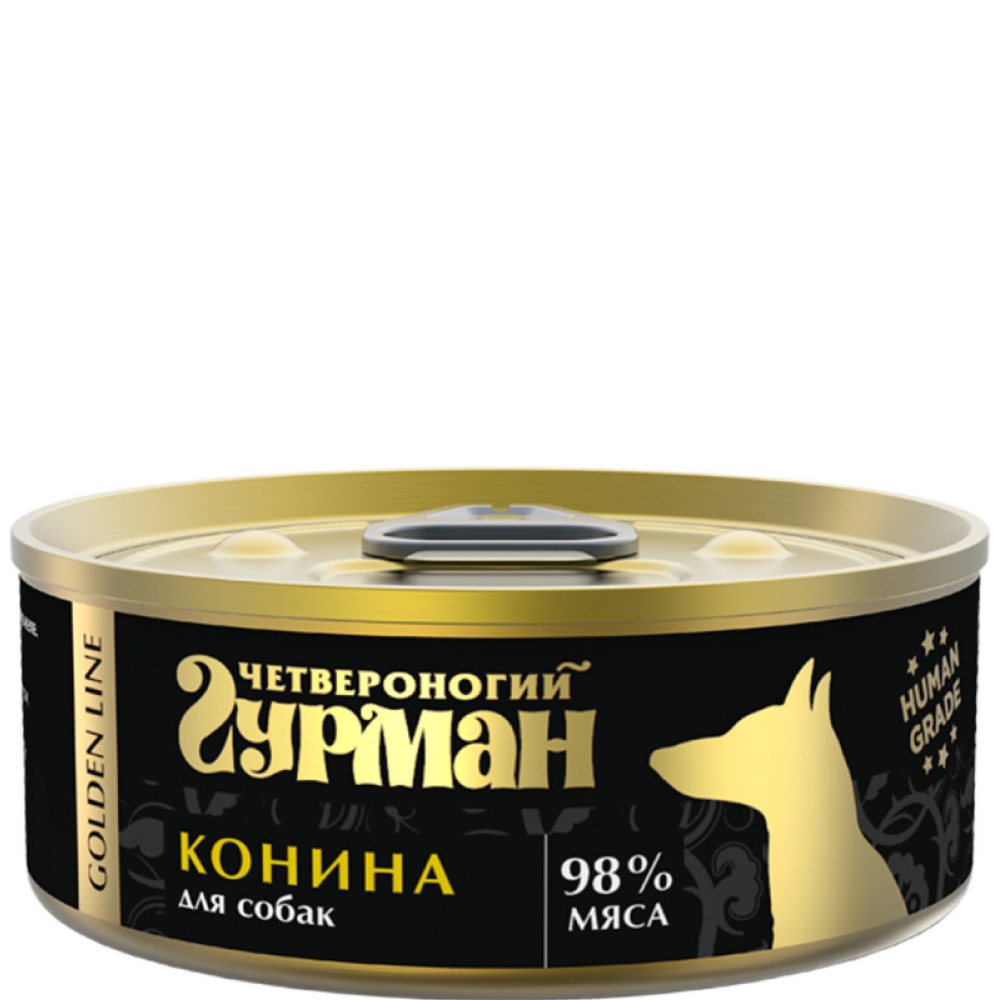 Влажный корм для собак Четвероногий гурман Golden line конина в желе