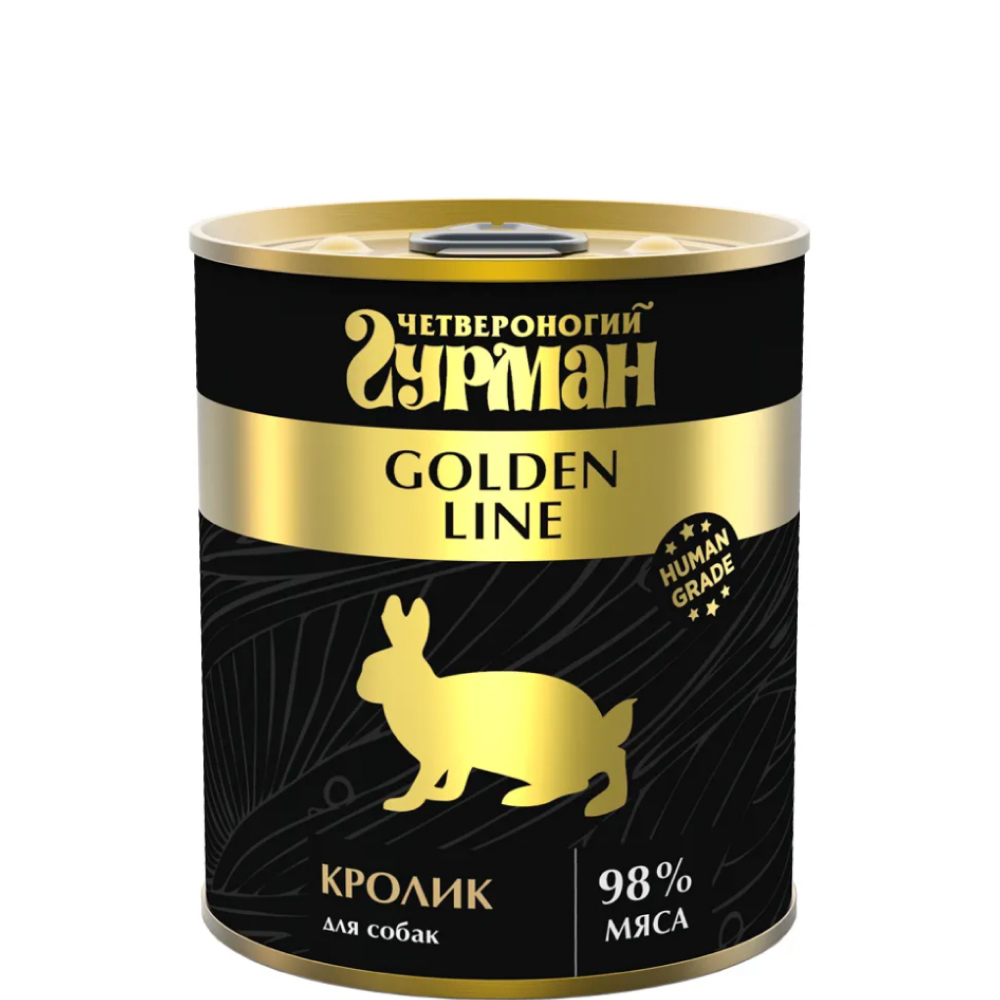 

Четвероногий Гурман Golden Line Влажный корм (консервы) для собак, с кроликом, 100 гр.
