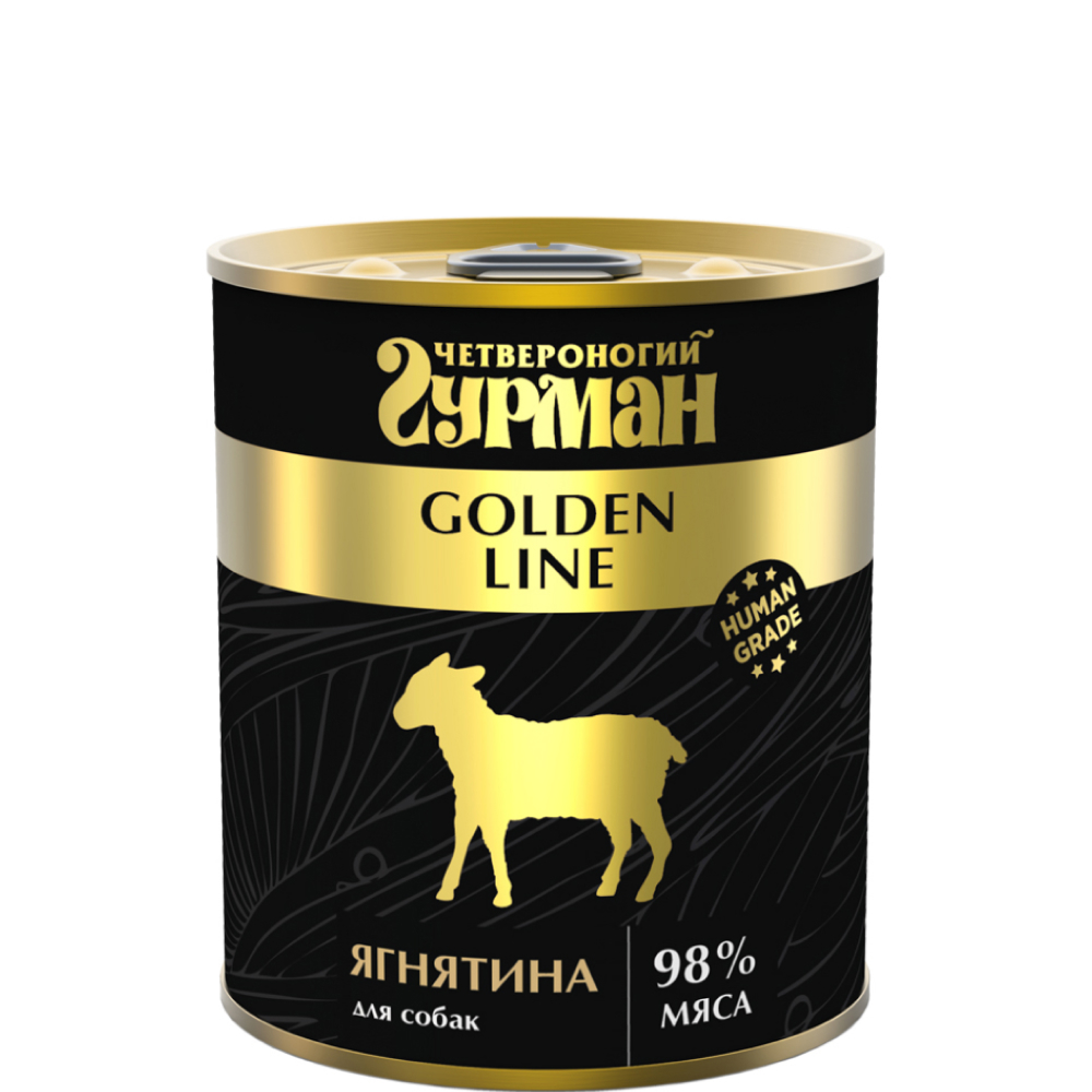 

Четвероногий Гурман Golden Line Влажный корм (консервы) для собак, с ягнятиной, 340 гр.