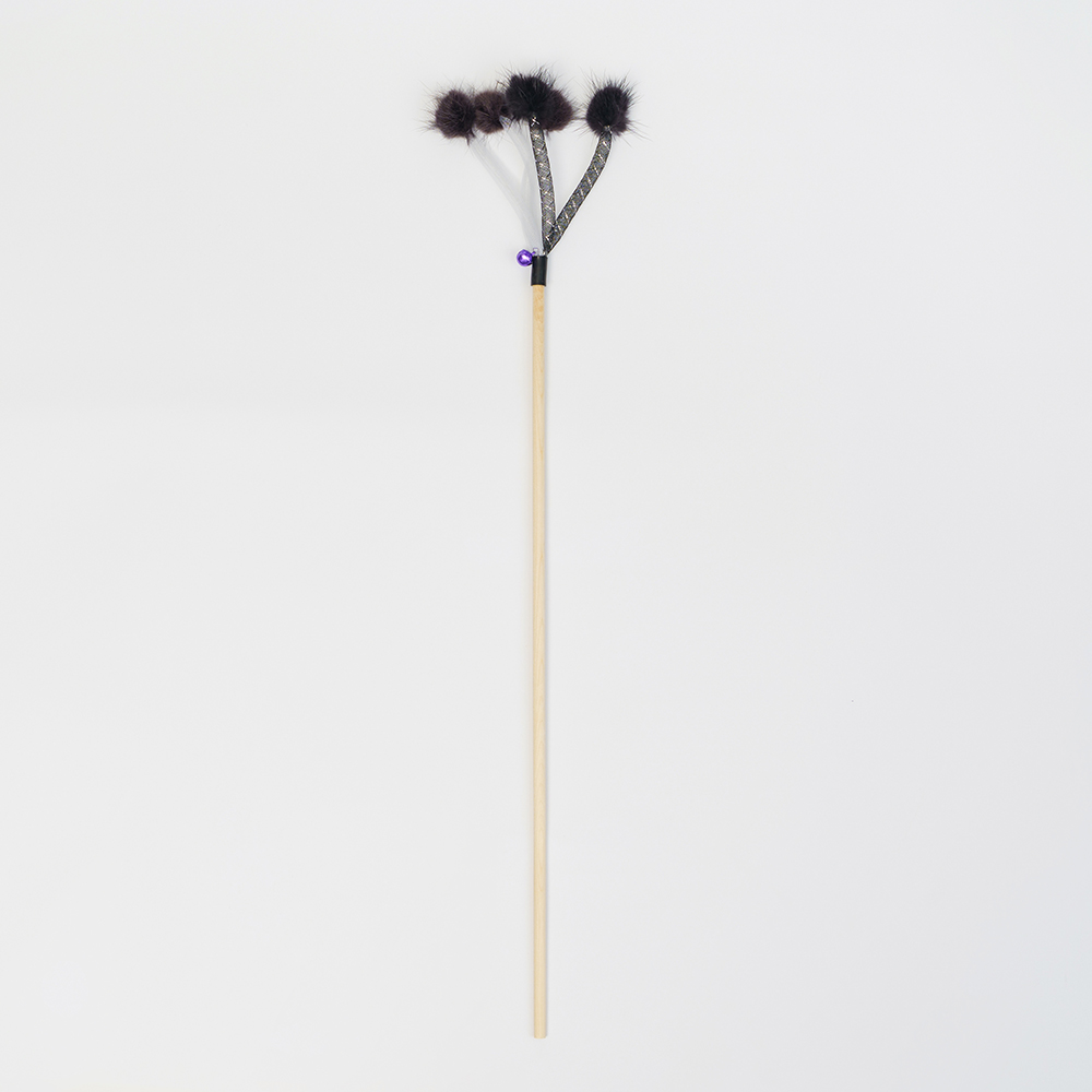 

Pet hobby Игрушка-дразнилка меховые бубунчики для кошек, палка 51 см, игрушка 12 см, Разноцветный