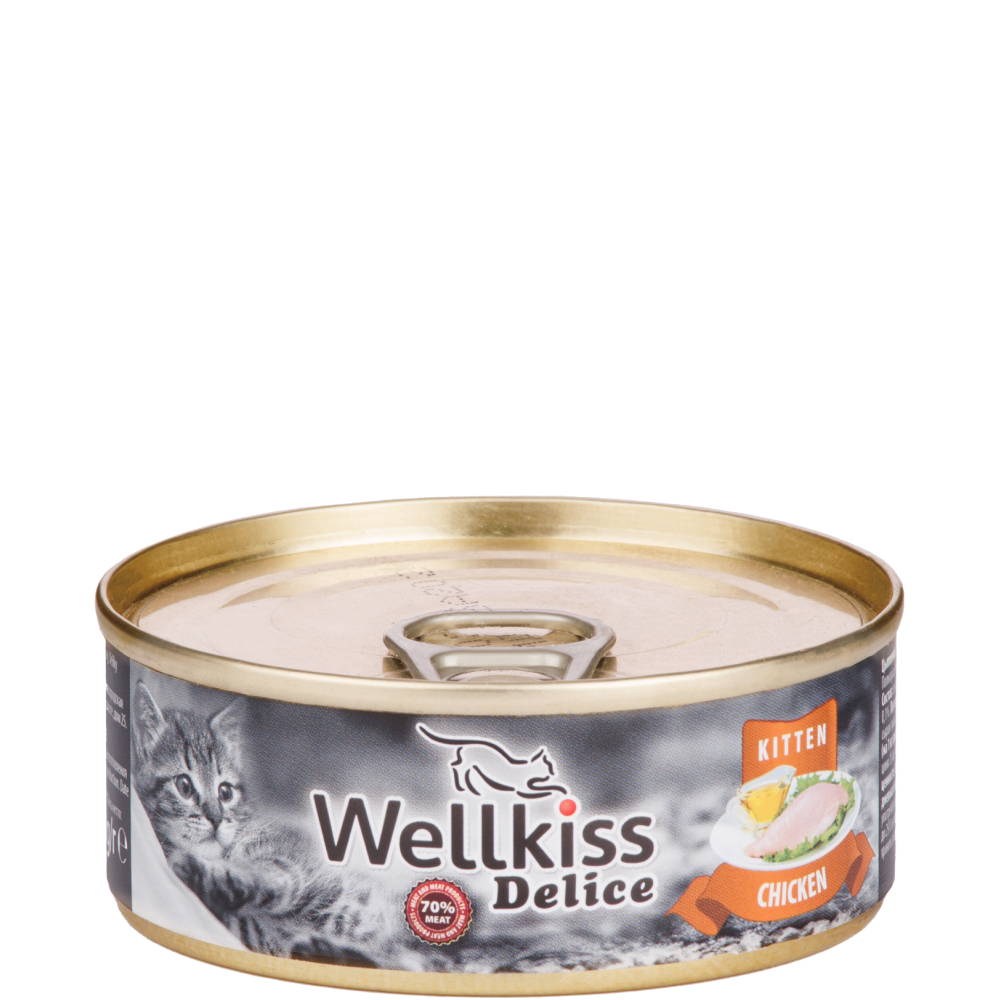 Wellkiss Delice Влажный корм для котят, с цыпленком, 100 гр