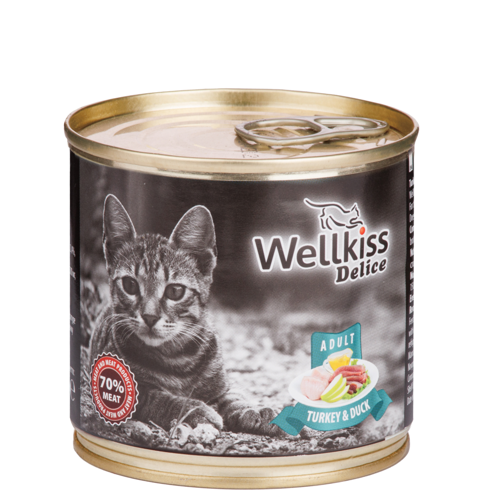 

Wellkiss Delice Влажный корм (консервы) для кошек, с индейкой и уткой, 240 гр.