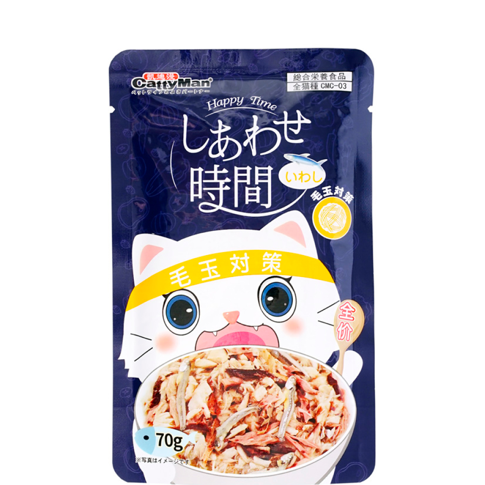 

CATTYMAN Влажный корм (пауч) для вывода шерсти у кошек и котят, на основе тихоокеанского тунца и сардины, 70 гр.