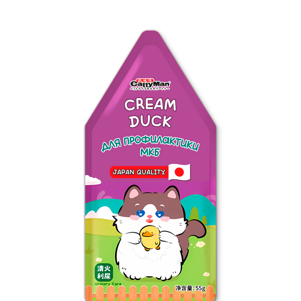 

CATTYMAN Лакомство Cream Duck Крем-мусс с уткой и тунцом магуро для профилактики мочекаменной болезни у кошек и котят, 55 гр.