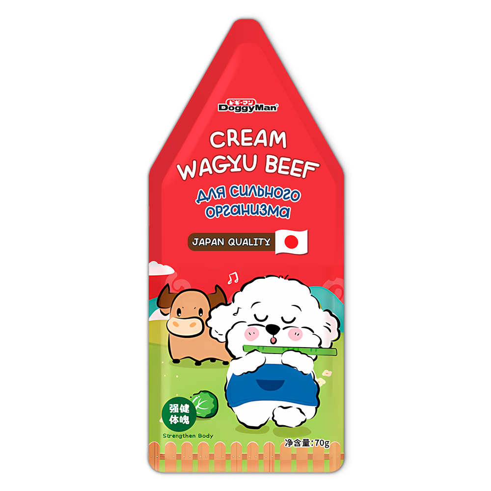 

DOGGYMAN Лакомство Cream Wagyu Beef Крем-мусс с телятиной и овощами для собак и щенков, 70 гр.
