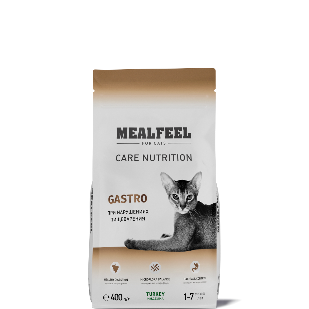 

Mealfeel Care Nutrition Сухой корм для поддержания здоровья пищеварительной системы взрослых кошек, с индейкой, 400 гр.