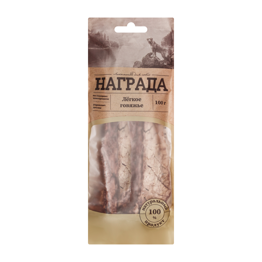 

Награда Лакомство Легкое говяжье сушеное для собак средних и крупных пород, 100 гр.