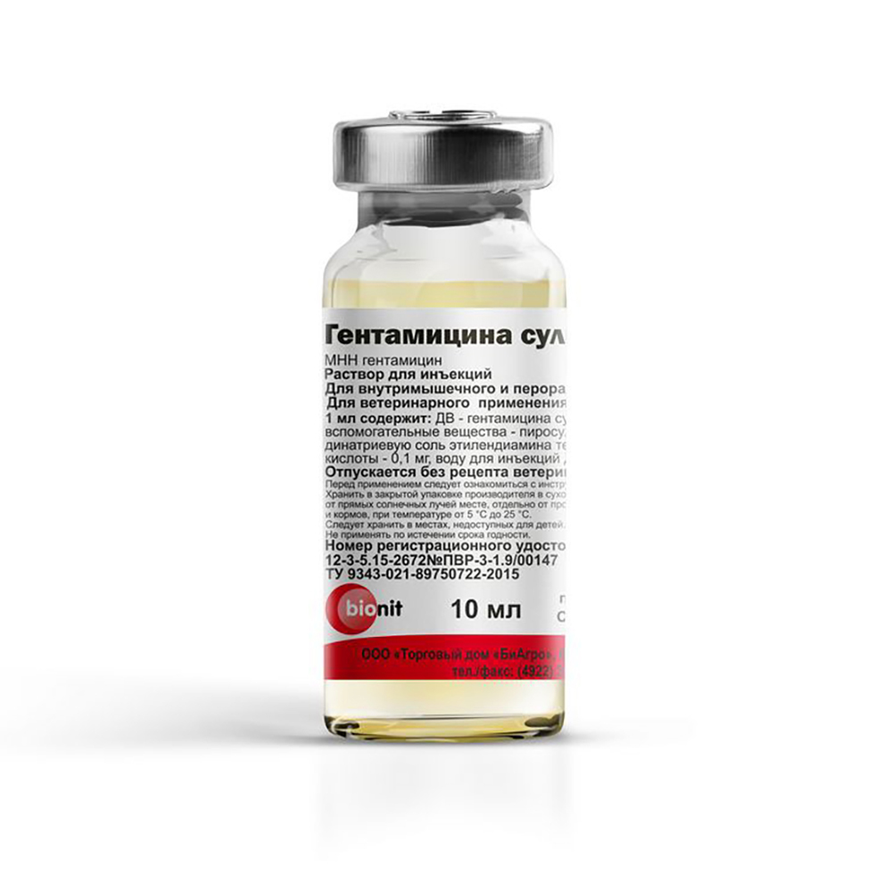 

БиАгро Гентамицина сульфат 4% Противовирусный препарат для кошек и собак, 10 мл (по рецепту)