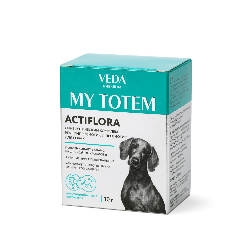 

Veda My Totem Actiflora Синбиотический комплекс мультипробиотик и пребиотик для собак, 10 гр.