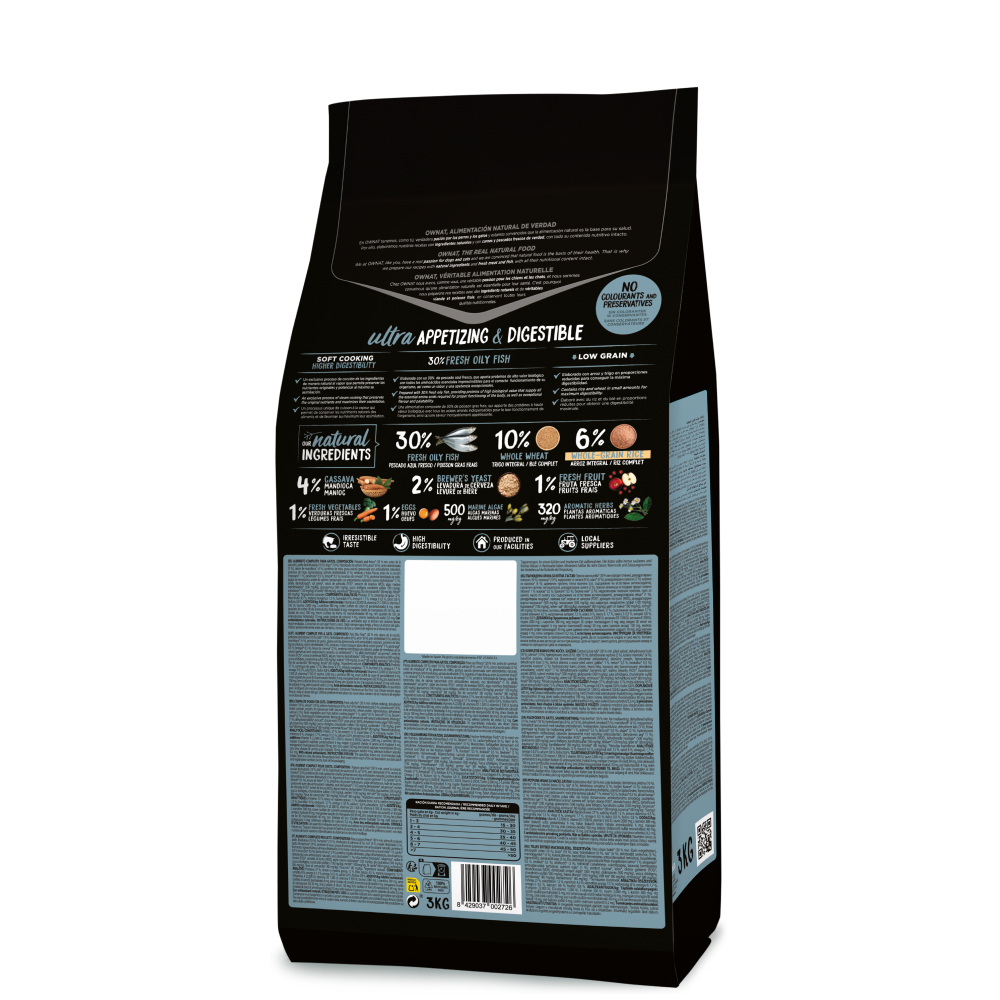 

Ownat Сухой корм для стерилизованных кошек старше 7 лет, с рыбой, 3 кг