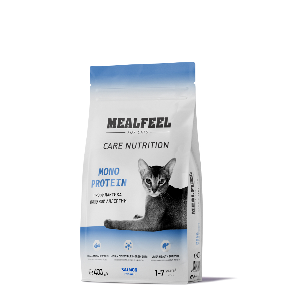 

Mealfeel Mono Protein Сухой корм монопротеиновый для кошек, с лососем, 400 гр.