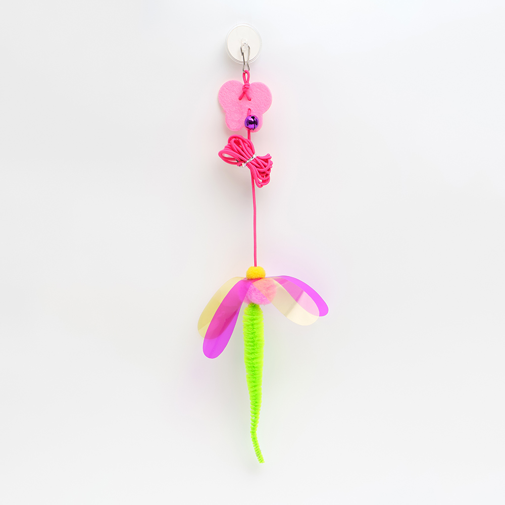 

RURRI Игрушка-дразнилка для кошек Стрекоза, игрушка 16 см, длина веревки 1 м 33 см, Разноцветный