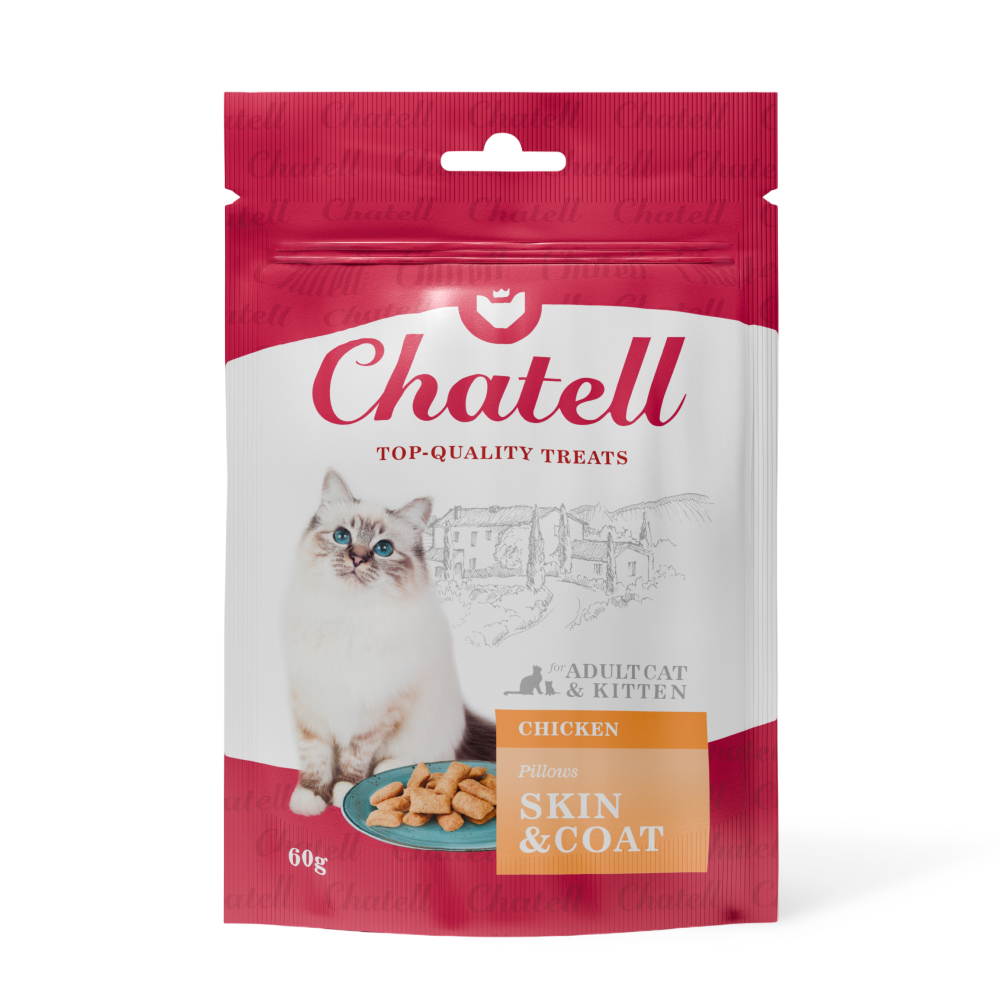 

Chatell Лакомство Подушечки для здоровья кожи и красоты шерсти для кошек, с курицей, 60 гр.