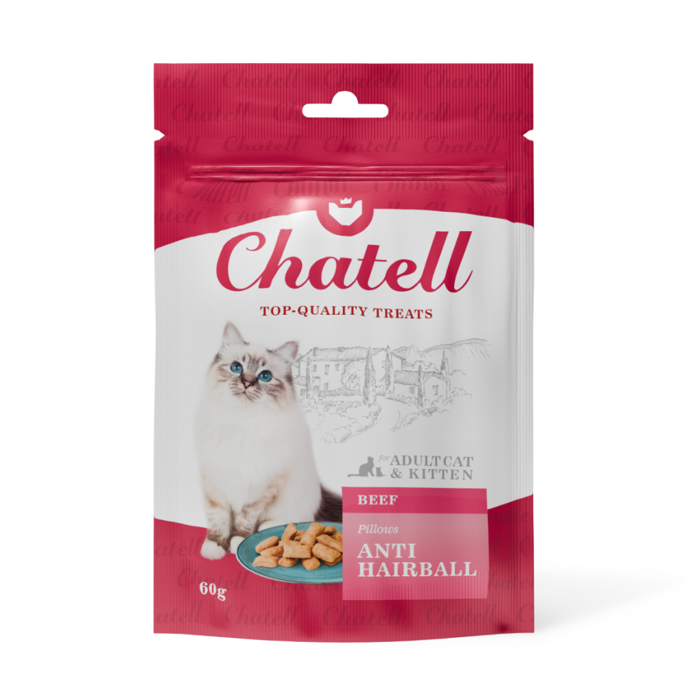 

Chatell Лакомство Подушечки для выведения шерсти для кошек, с говядиной, 60 гр.