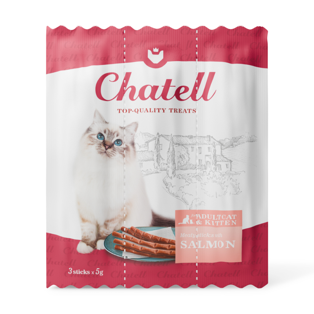

Chatell Лакомство Мясные колбаски для кошек, с лососем, 3 шт., 15 гр.