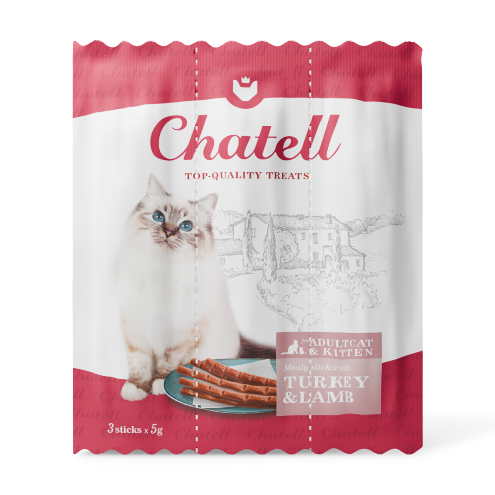 

Chatell Лакомство Мясные колбаски для кошек, с индейкой и ягненком, 3 шт., 15 гр.