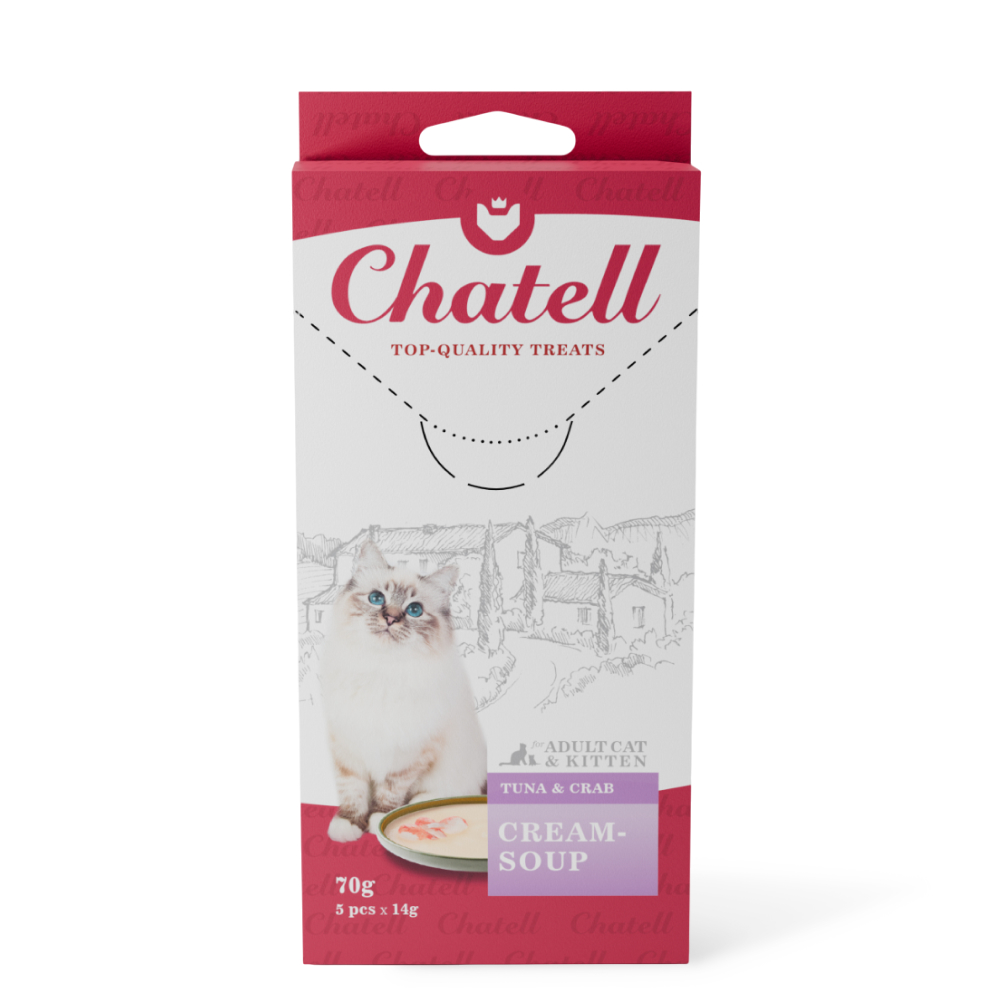 

Chatell Лакомство Крем-суп для кошек, с тунцом и крабом, 5 шт., 70 гр.