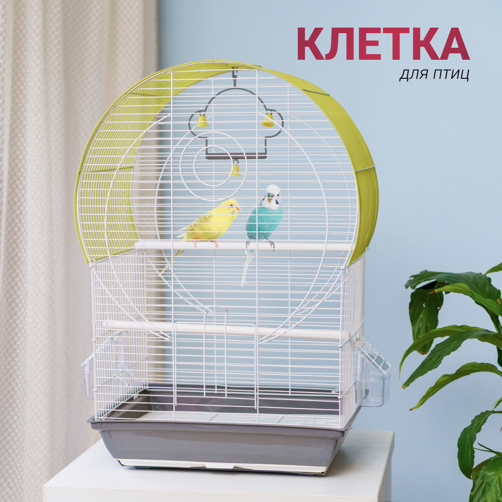 

Petmax Клетка для птиц, 39х26х57 см, зелено-серая, Разноцветный