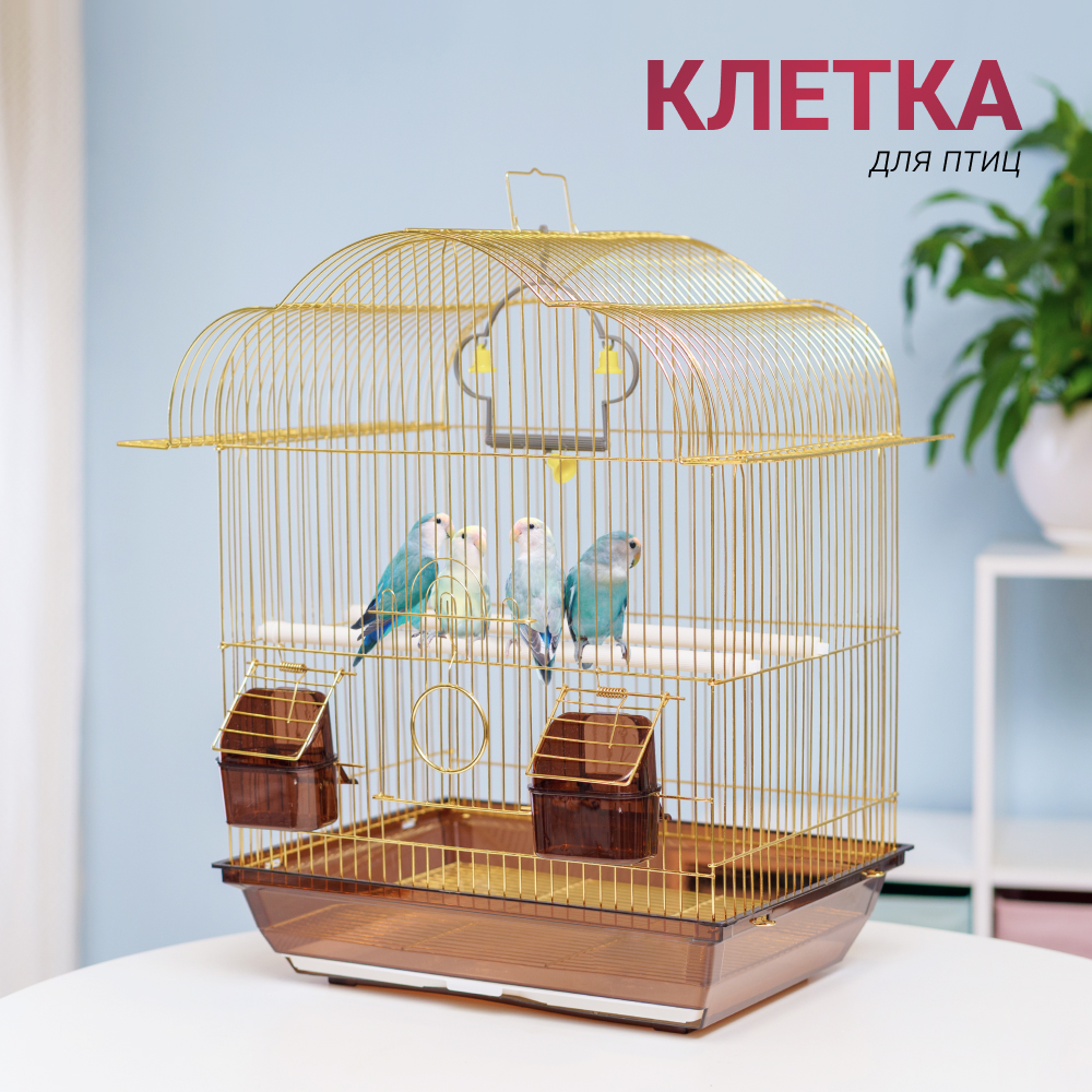 

Petmax Клетка для птиц, 43,5х26,5х48,5 см, золотая, Желтый