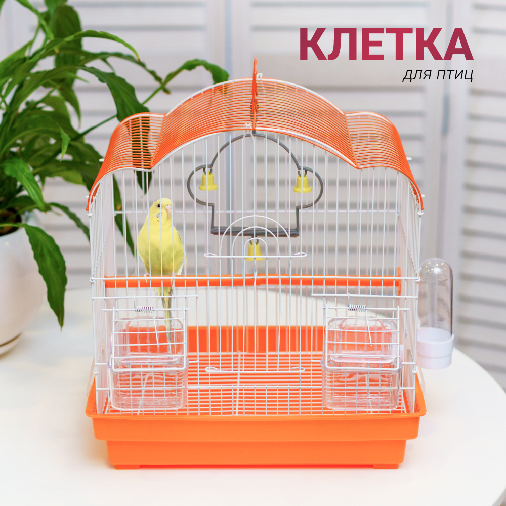 

Petmax Клетка для птиц, 33,5х24х36 см, бело-оранжевая, Разноцветный