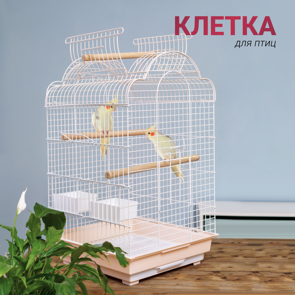 

Petmax Клетка для птиц, 46,5х47,5х78,5 см, бежевая, Разноцветный