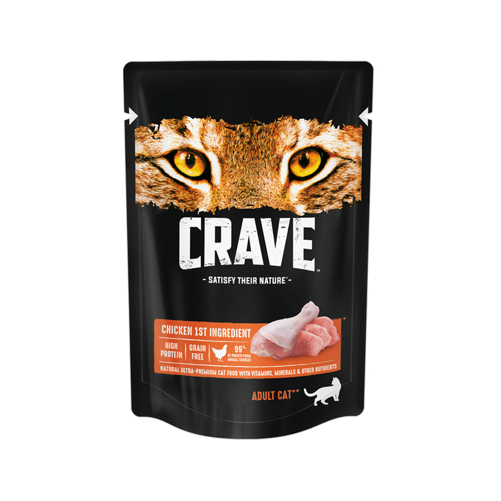 

Crave Влажный корм (пауч) полнорационный для кошек всех пород старше 1 года, с курицей, 70 гр.