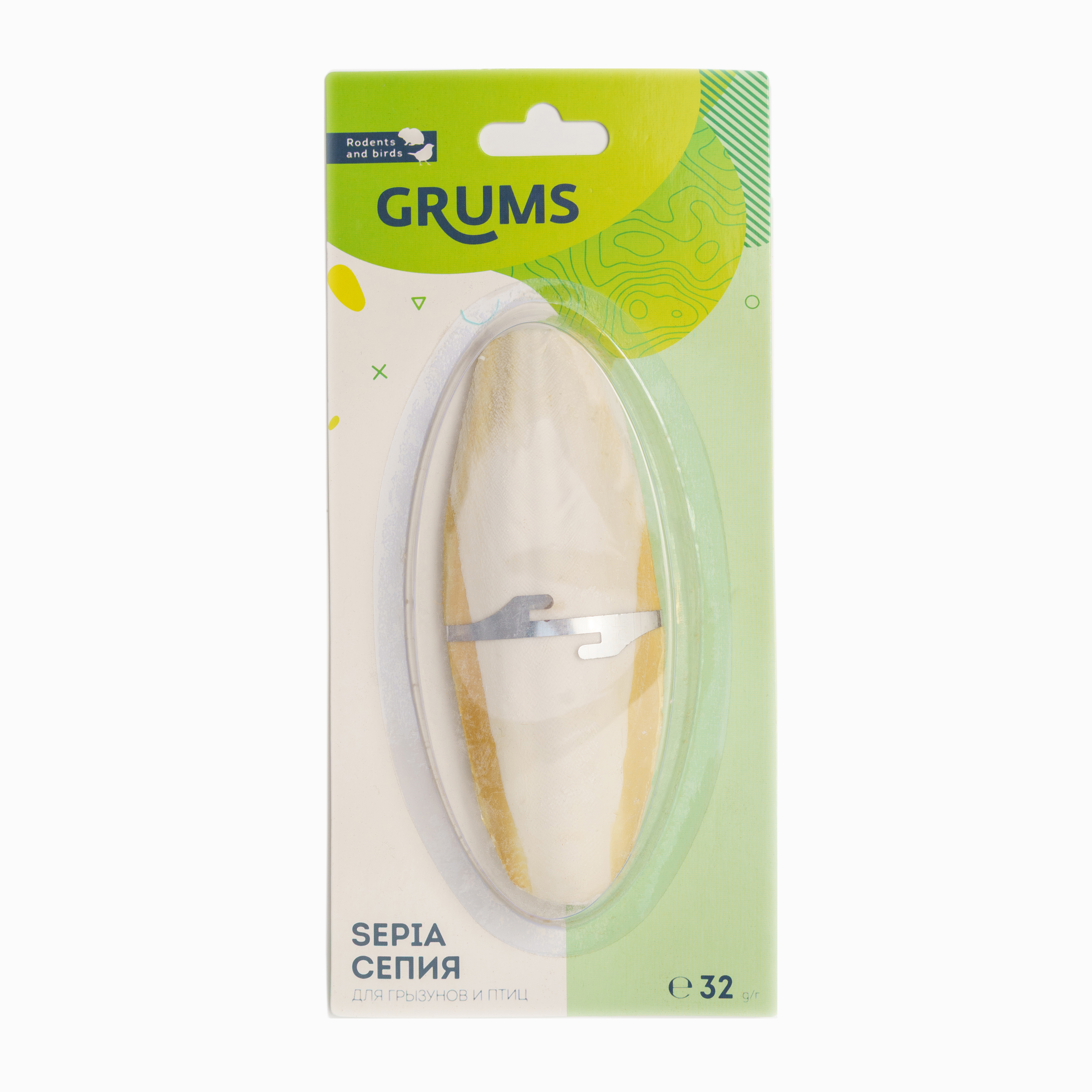 

GRUMS Минеральная подкормка для птиц, грызунов и улиток Сепия, M, 32 гр.
