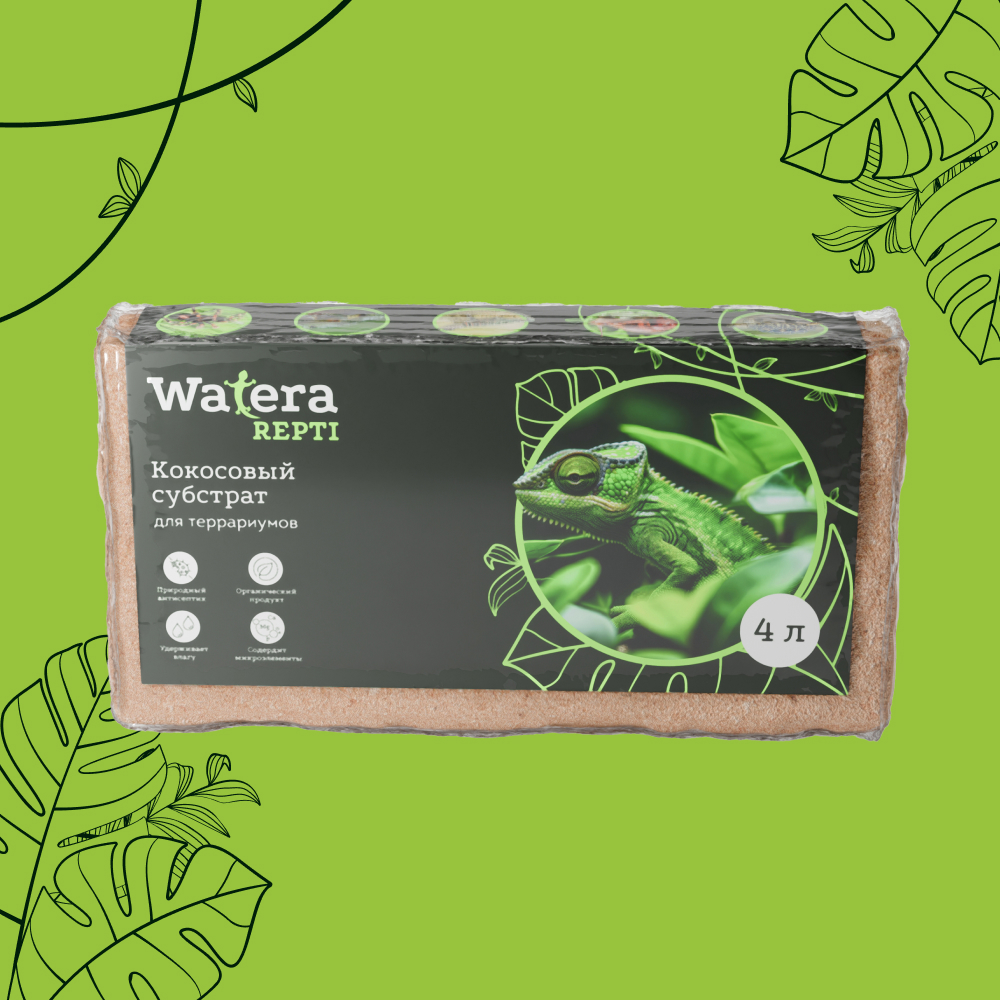 

WATERA Repti Наполнитель для террариумов Кокосовый субстрат, 300 гр., 19х5х9,5 см