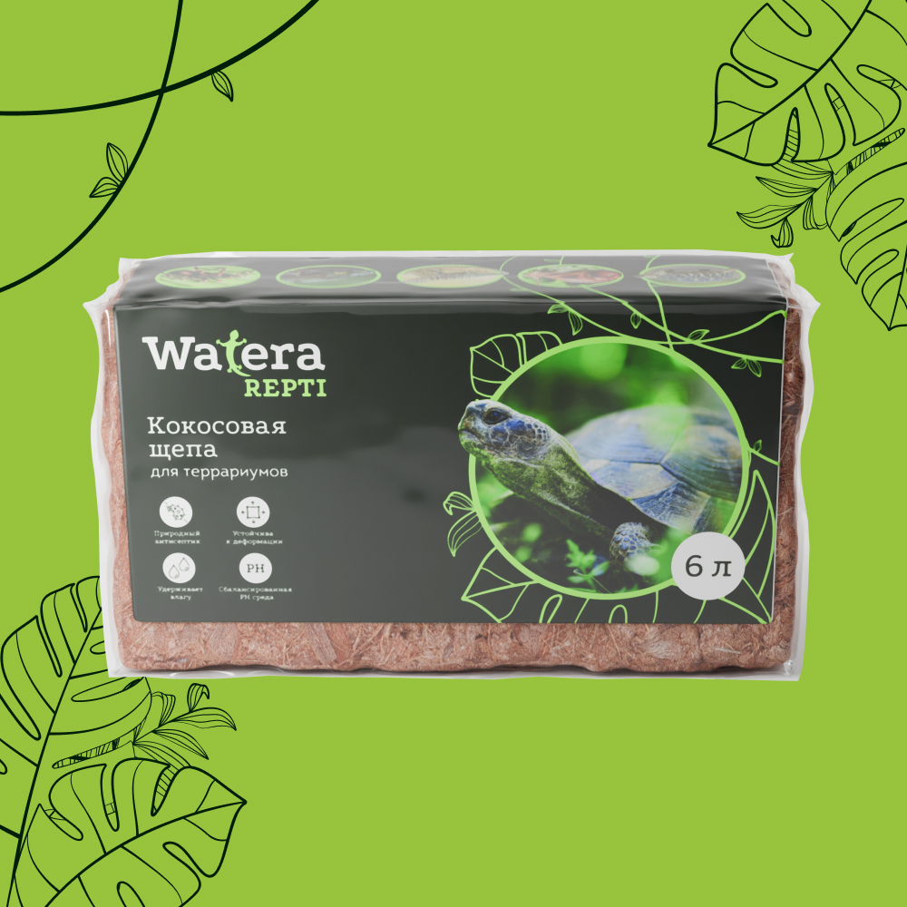 

WATERA Repti Наполнитель для террариумов Кокосовая щепа, 500 гр., 20х9х11см
