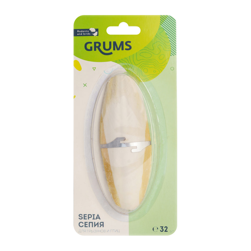 

GRUMS Минеральная подкормка для птиц, грызунов и улиток Сепия, M, 32 гр.