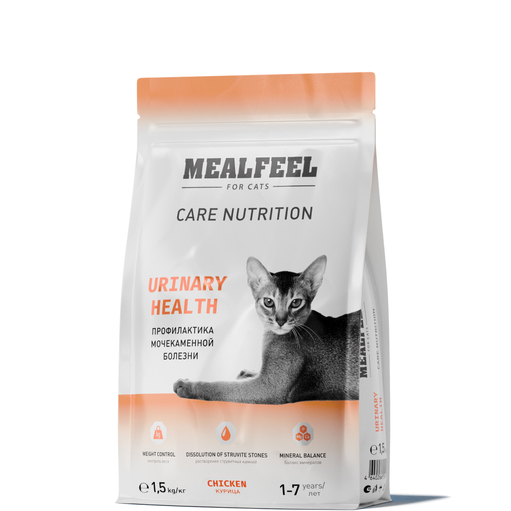 

Mealfeel Care Nutrition Urinary Health Сухой корм для поддержания здоровья мочевыделительной системы взрослых кошек, с курицей, 1,5 кг