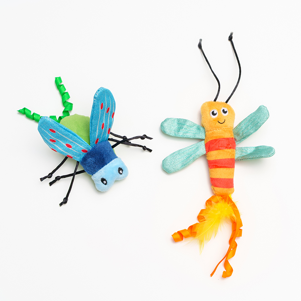 

RURRI Игрушка для кошек Насекомые, 10х11х2,5 см, (2 шт.), Разноцветный