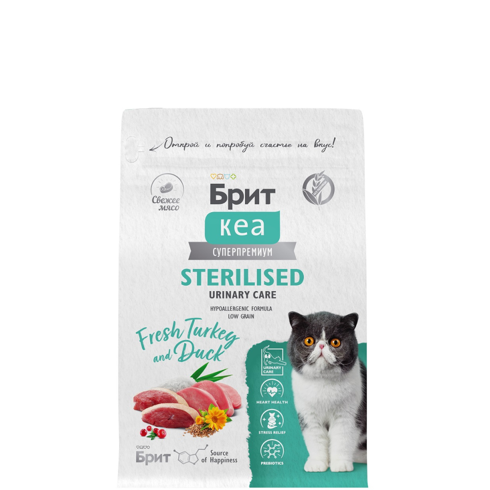 

Brit Корм сухой для стерилизованных кошек, с индейкой и уткой, 1,5 кг