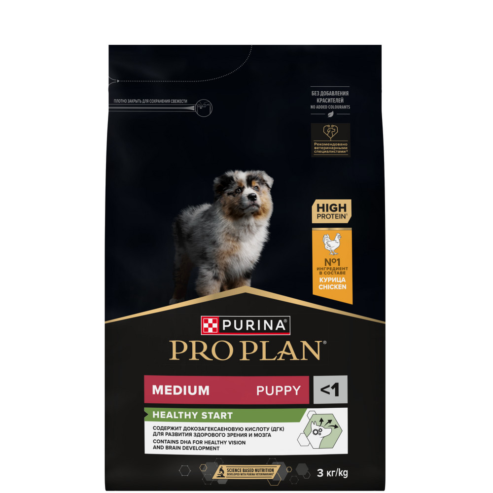 

ProPlan Healthy Start Сухой корм для щенков средних пород, с высоким содержанием курицы, 3 кг