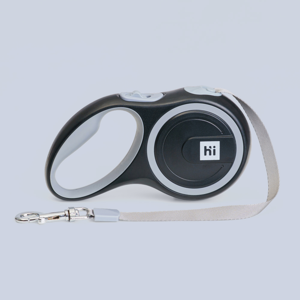 

HiPet Рулетка для собак, , ремень 3м, 15кг, черно-белая, Черный
