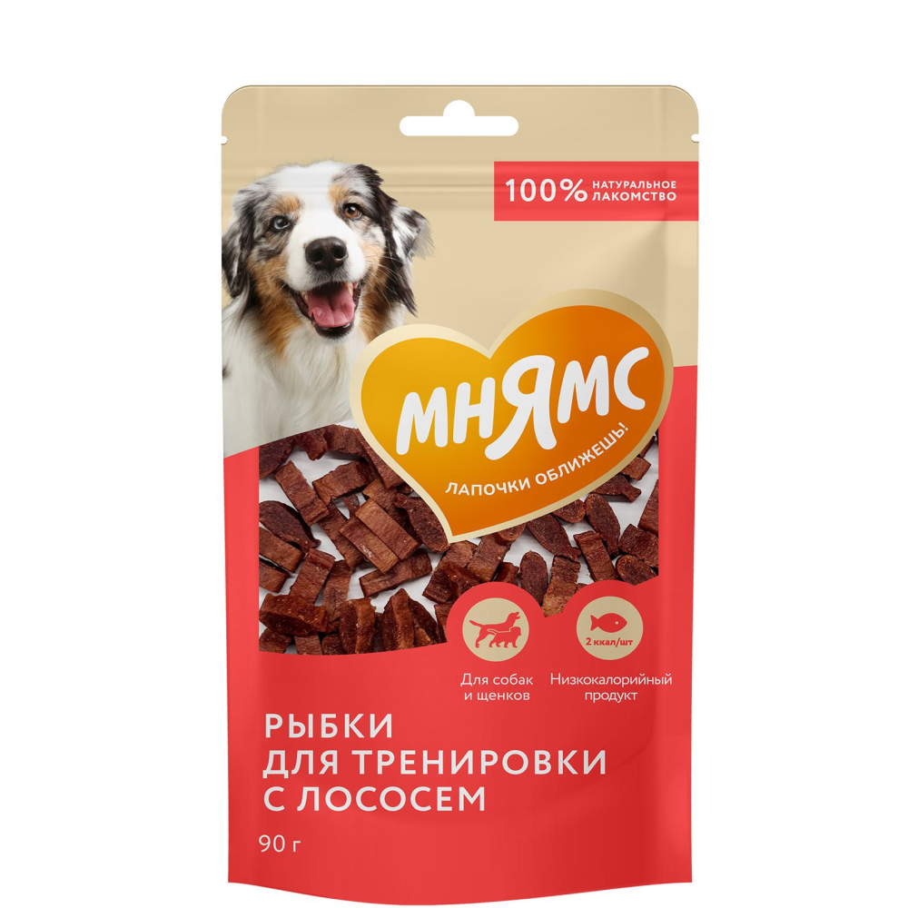 

Мнямс Лакомство Рыбки для тренировки с лососем для собак и щенков, 90 гр.