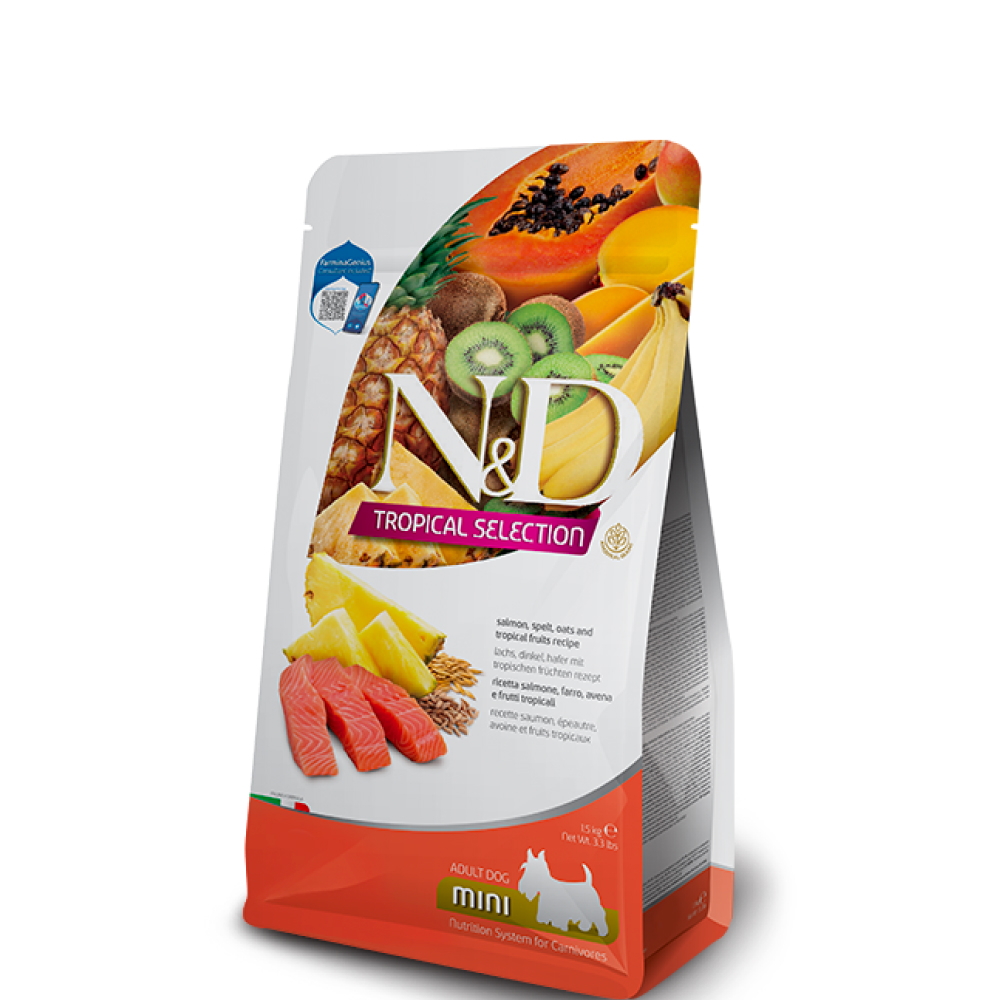 

Farmina N&D Tropical Selection Сухой корм для взрослых собак мелких пород, лосось, 1,5 кг