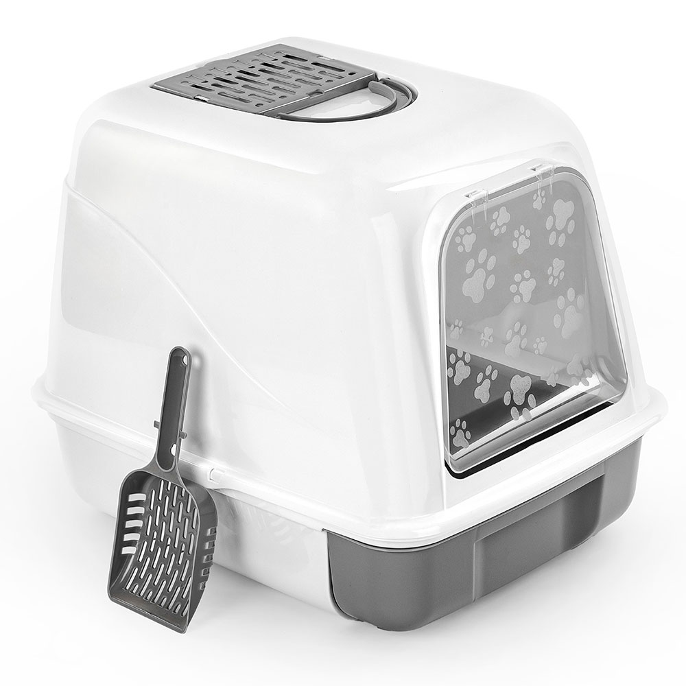 

Альтернатива Туалет закрытый с выдвижным лотком для кошек, 50,5х39х41 см, серый