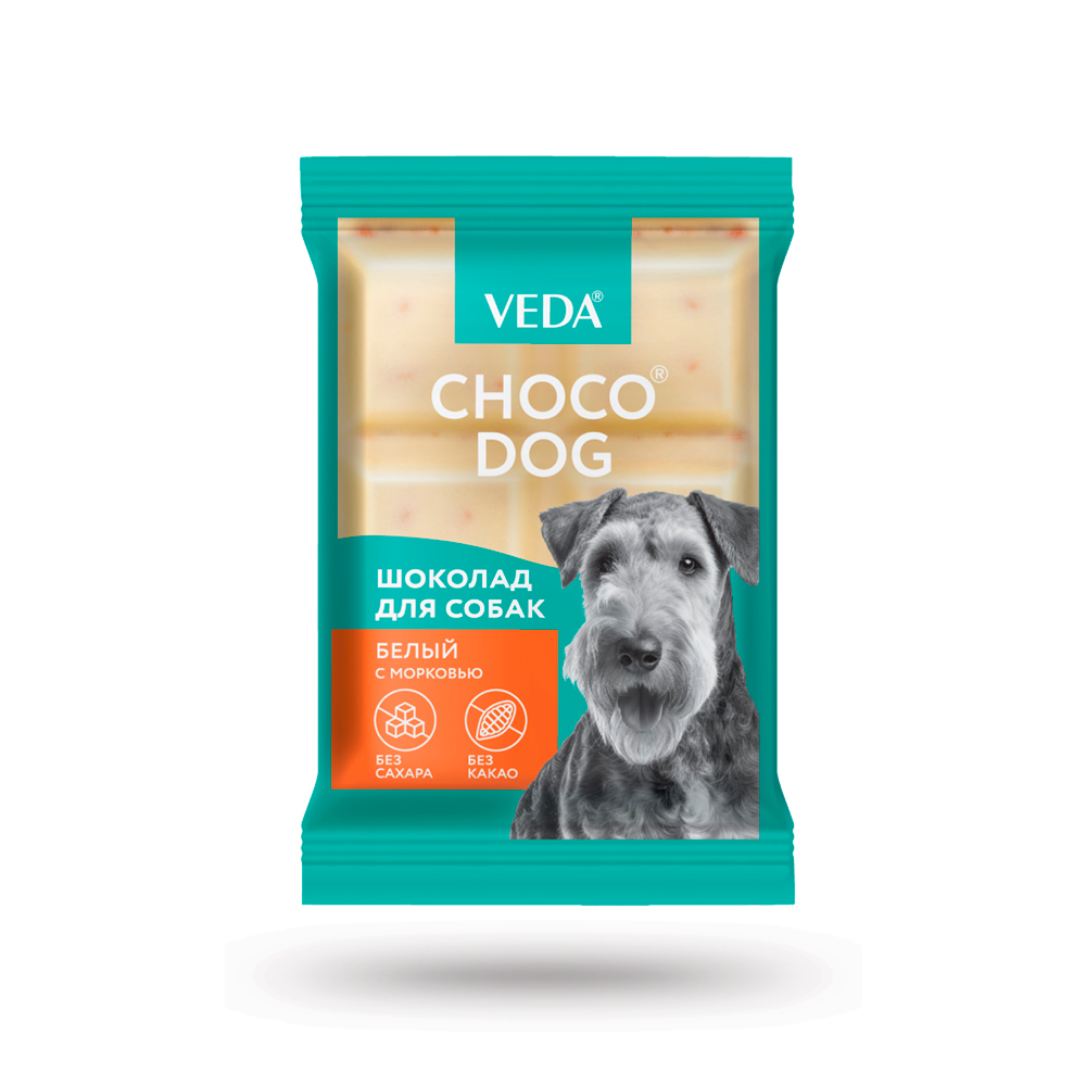 

Choco dog Лакомство Белый шоколад с морковью для собак, 15 гр.