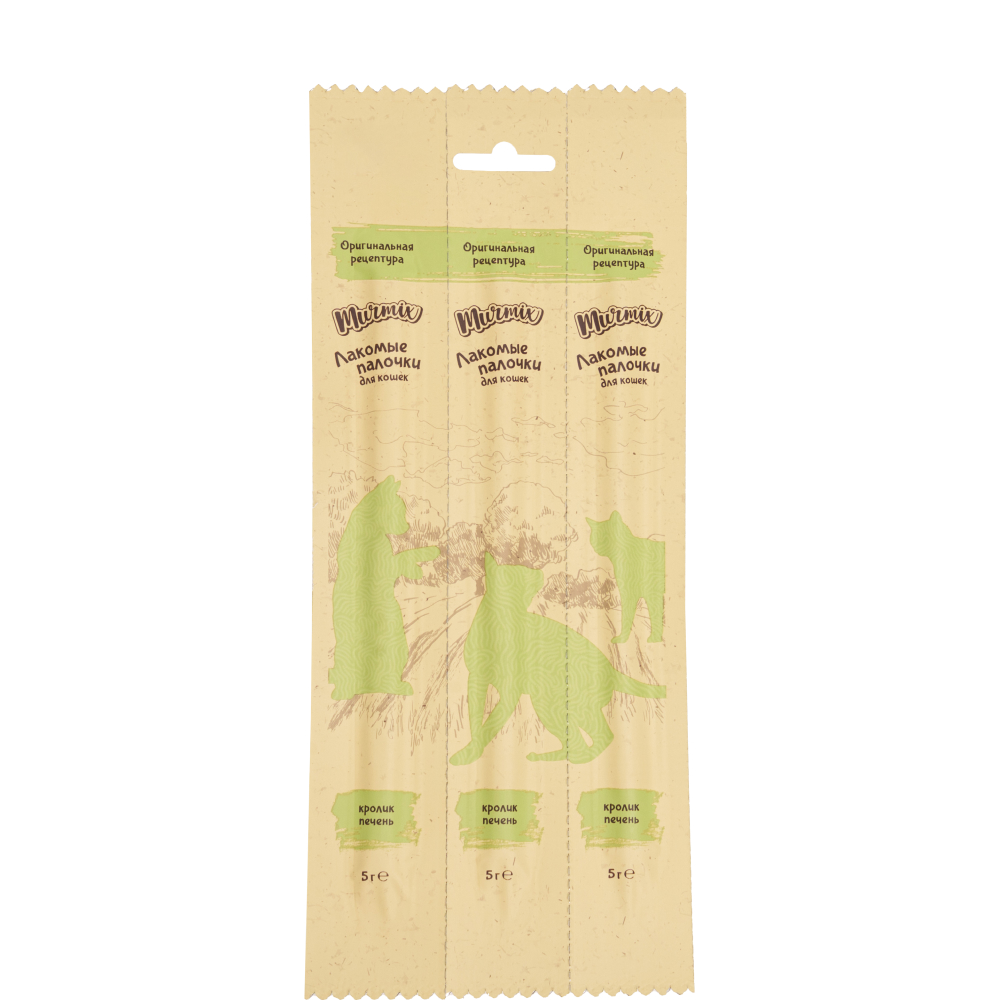 

Murmix Лакомство Лакомые палочки с кроликом и печенью для кошек, 3х5 гр.