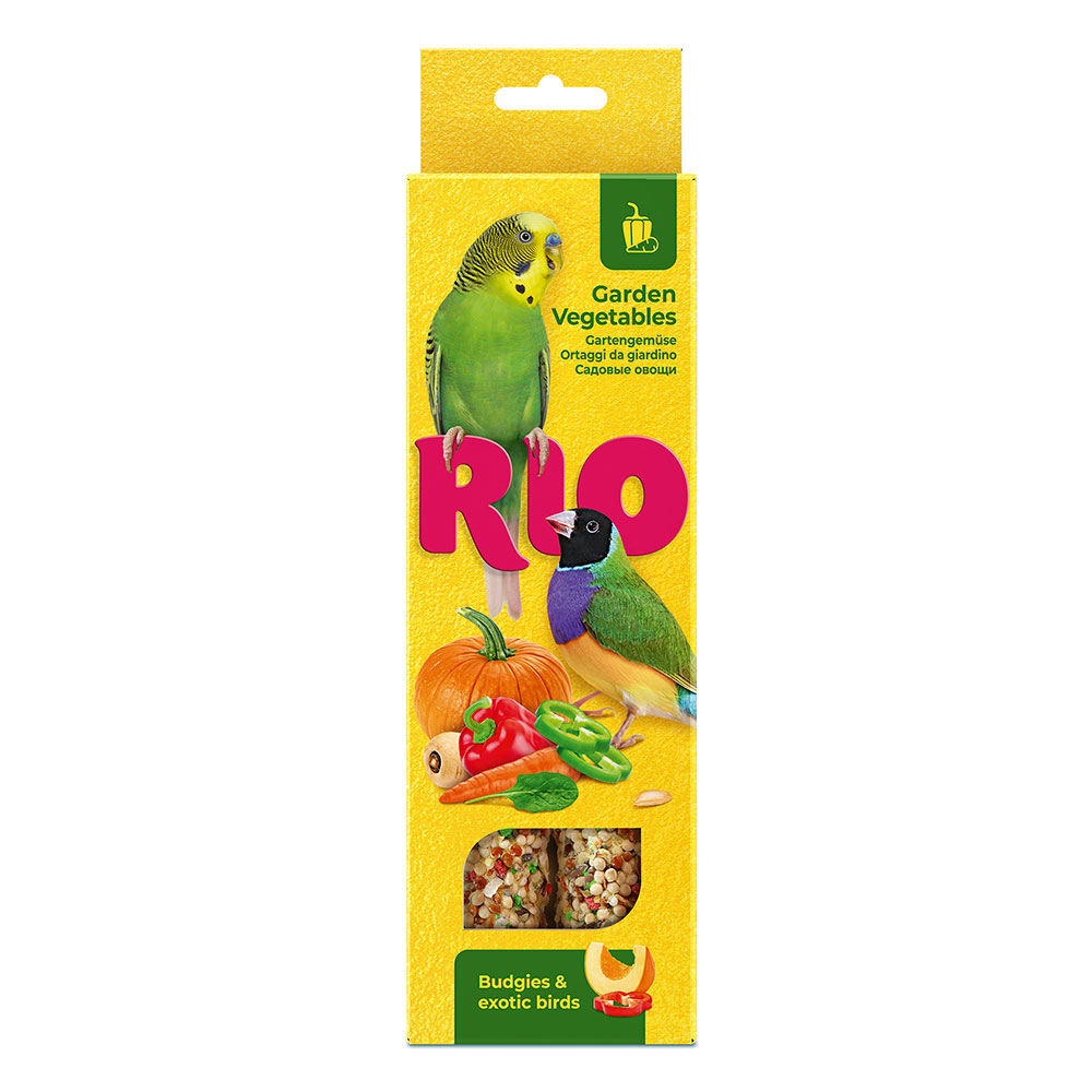 

РИО Лакомство Палочки с садовыми овощами для волнистых попугайчиков и экзотов, 2х40 гр.