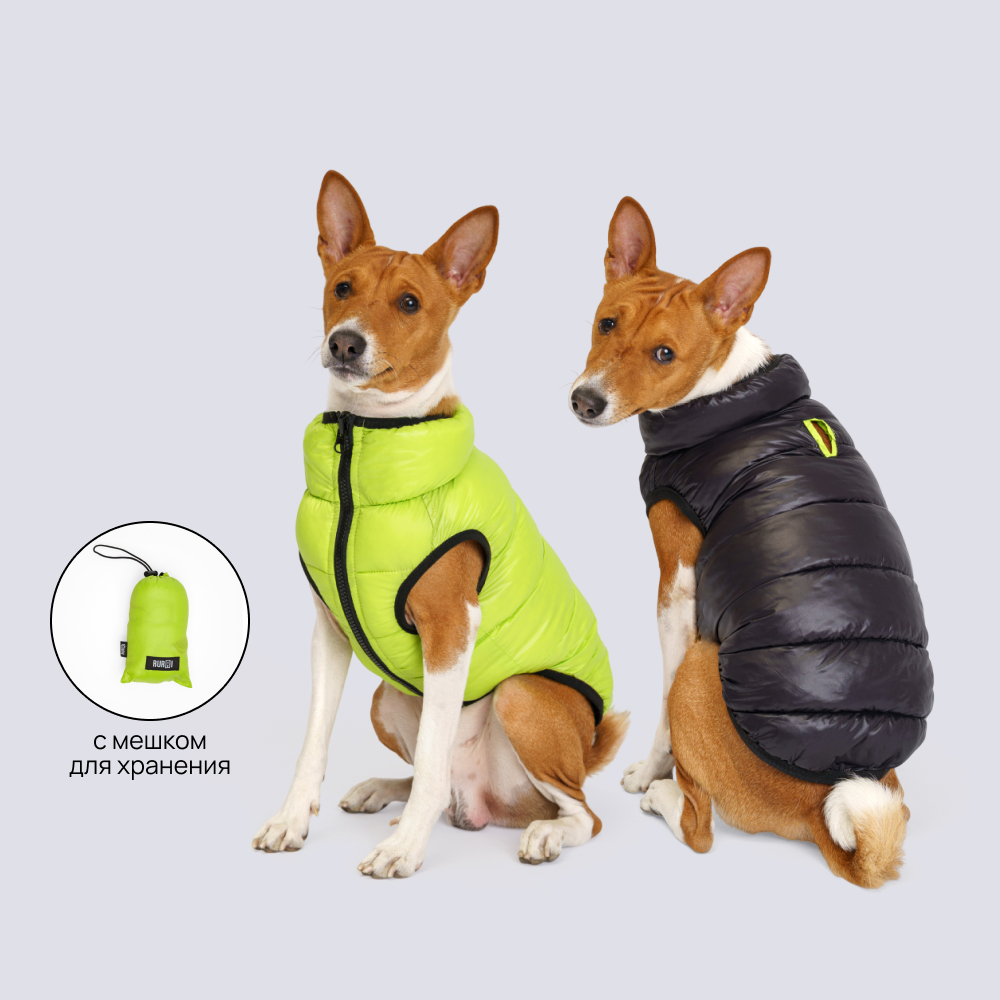 

RURRI Куртка для собак, , черно-салатовый, Черный