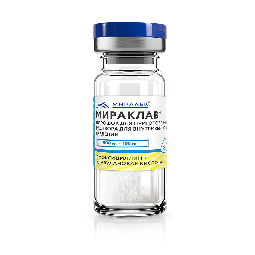 

МИРАЛЕК Мираклав 500 Антибактериальный препарат для кошек и собак, порошок для приготовления раствора, 1 флакон (по рецепту)