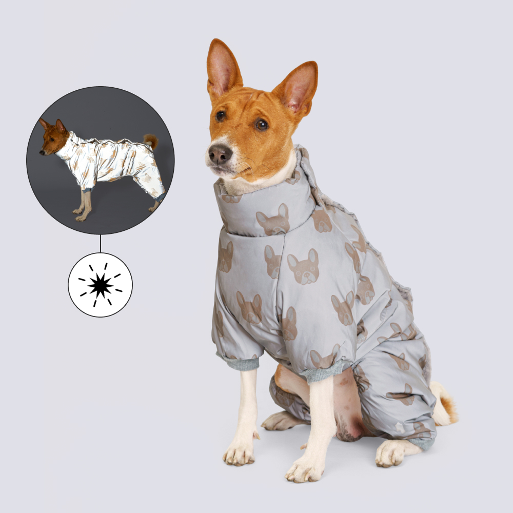 Petmax Комбинезон светоотражающий с собачками для собак, 2XL, зеленый