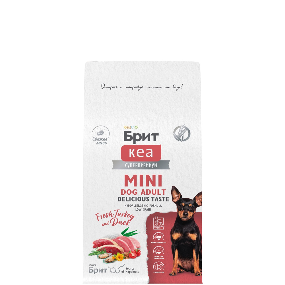 

Brit Кеа Mini Delicious Taste Сухой корм для привередливых собак мелких пород, с индейкой и уткой, 400 гр.