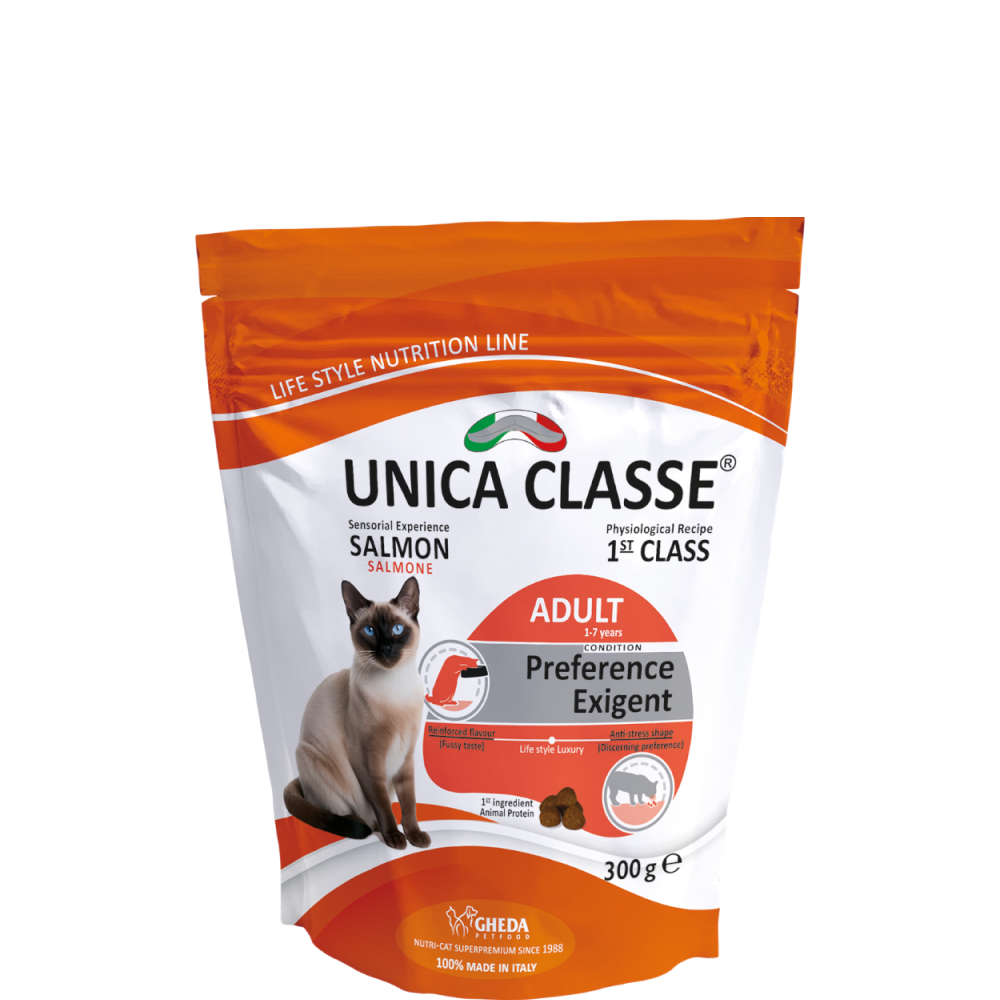 

UNICA Classe Adult Gourmet Сухой корм для привередливых взрослых кошек, с лососем, 300 гр.