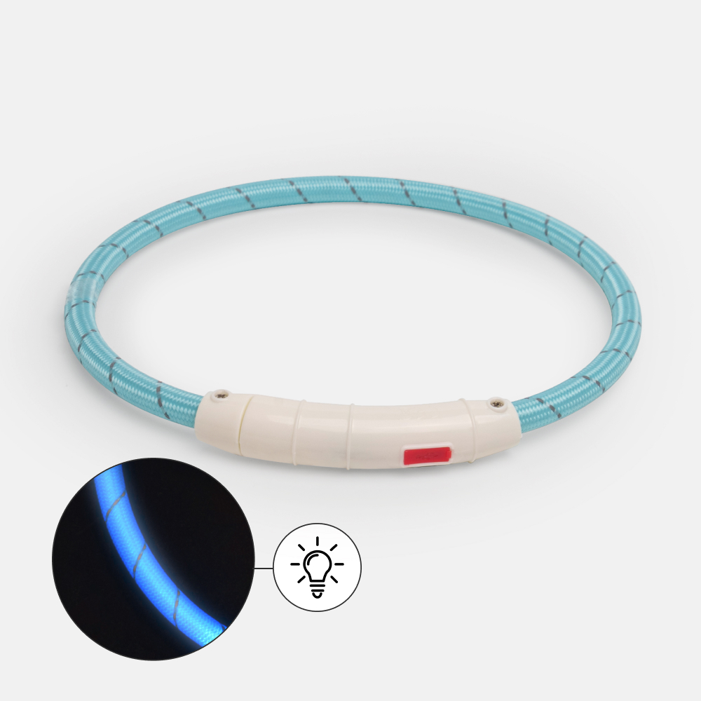

Rungo Ошейник светящийся круглый нейлоновый USB для собак, , голубой