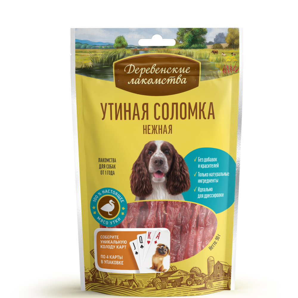 

Деревенские лакомств Лакомство Соломка утиная для собак, 90 гр.